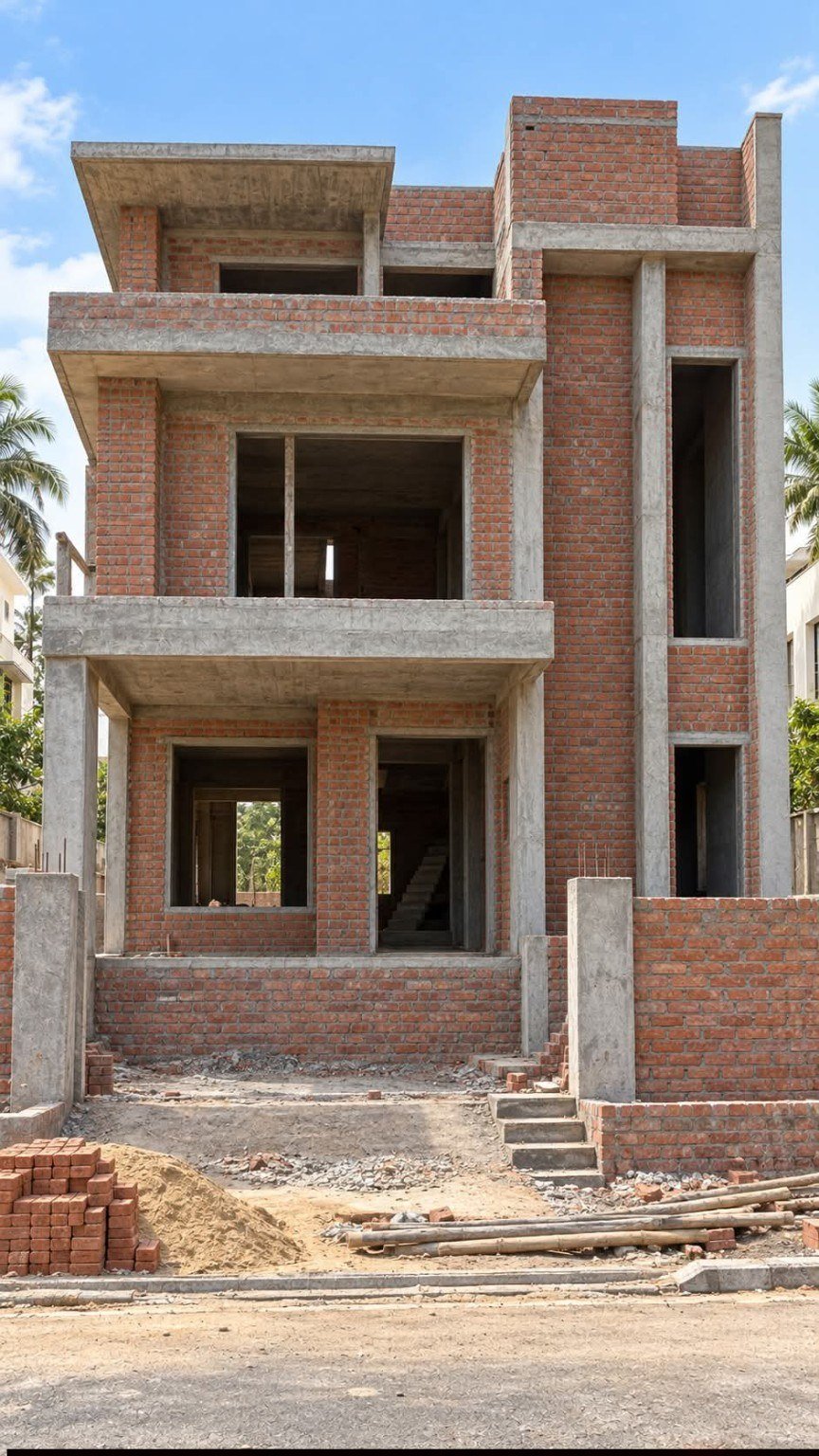 Residential building structure and masonry construction in Dehradun